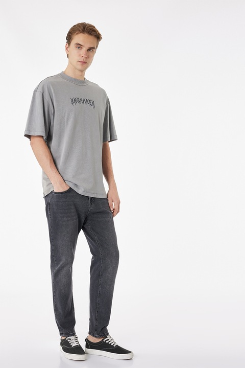 KOTON, Tricou supradimensionat cu decolteu la baza gatului, Gri