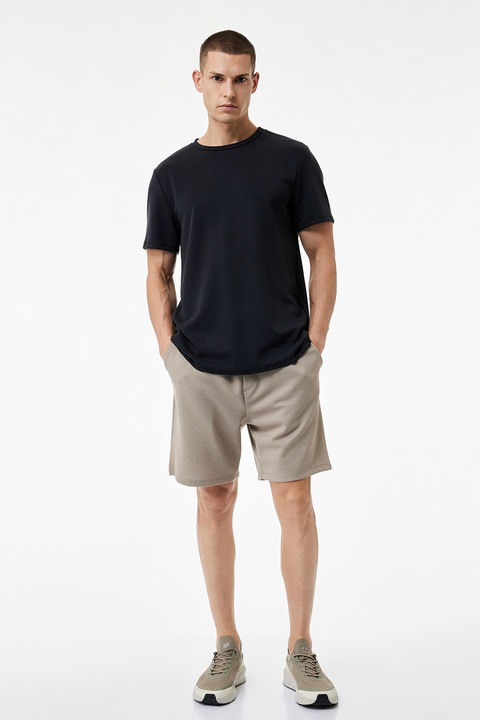 KOTON, Pantaloni scurti de trening cu croiala dreapta, Bej