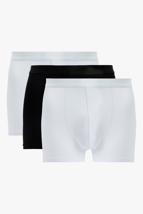 KOTON, Set de boxeri cu model uni - 3 perechi, Alb/Negru