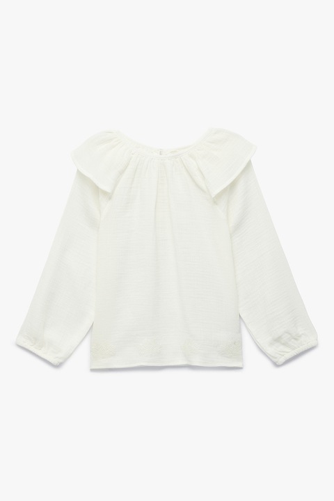 KOTON, Bluza din bumbac cu volane, Alb murdar