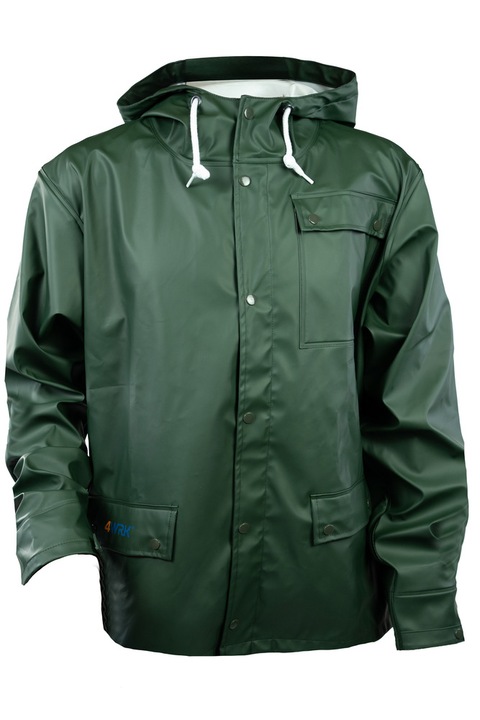 Geaca de ploaie 4WRK, Virga, verde, poliuretan, design confortabil, 3 buzunare, L INTL
