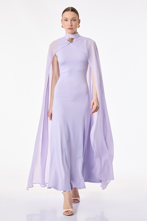 KOTON, Rochie cu capa si brosa, Lila