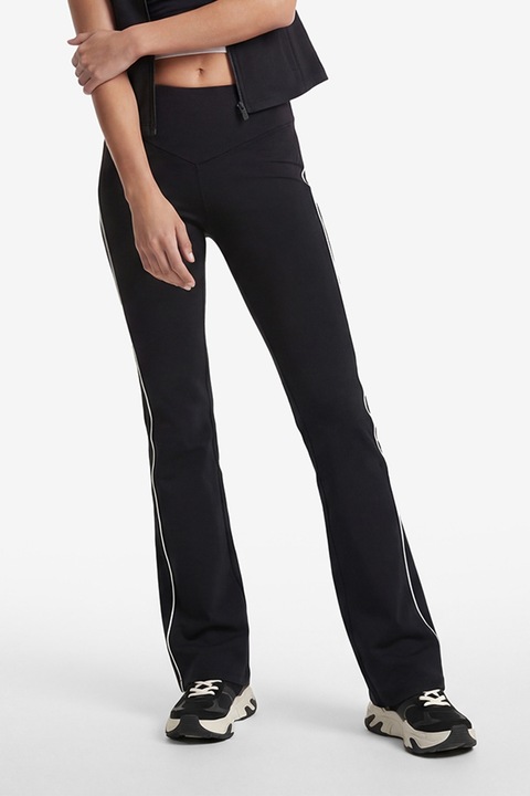 KOTON, Colanti slim fit evazati cu garnituri contrastante, Negru