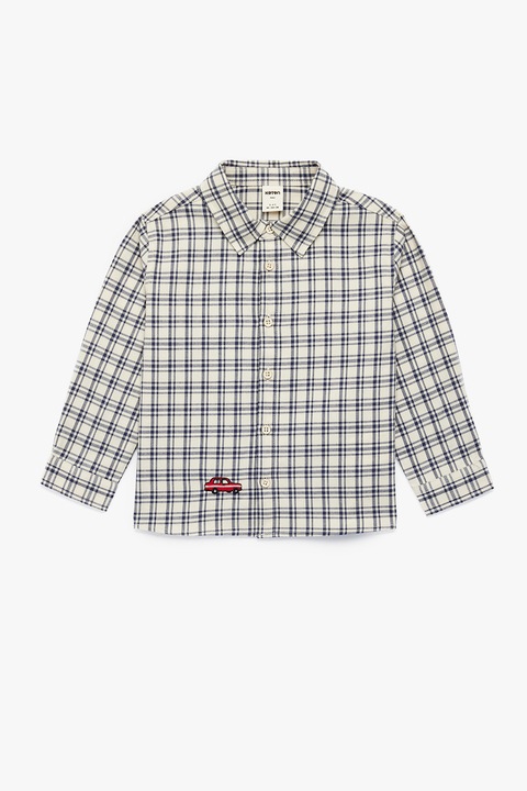 KOTON, Camasa in carouri de bumbac, Albastru inchis/Crem