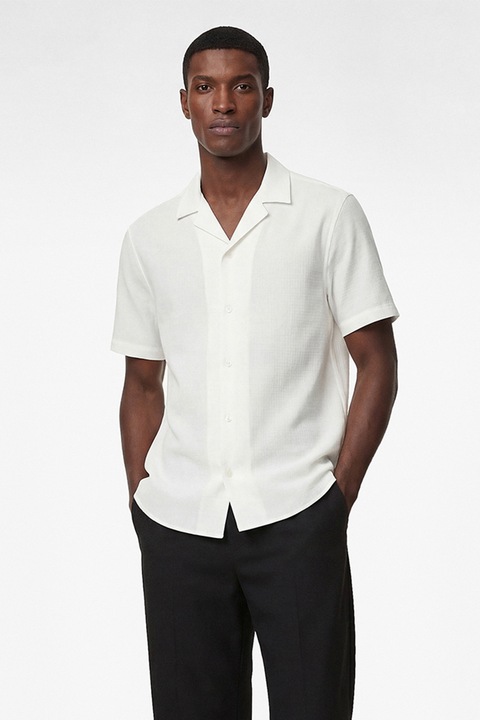 KOTON, Camasa de bumbac cu maneci scurte, Alb murdar