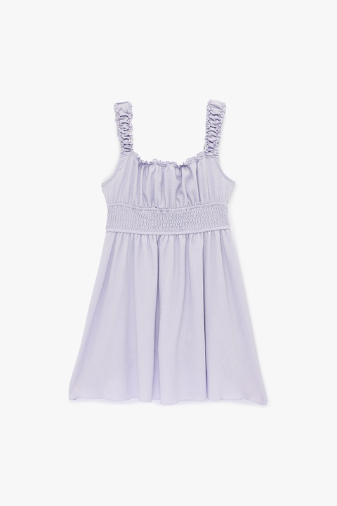 KOTON, Rochie cu decolteu patrat si insertie elastica in talie, Lila