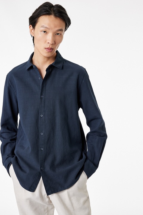 KOTON, Camasa regular fit din bumbac, Albastru ultramarin