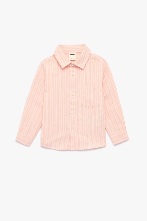 KOTON, Camasa cu nasturi si dungi, Roz somon