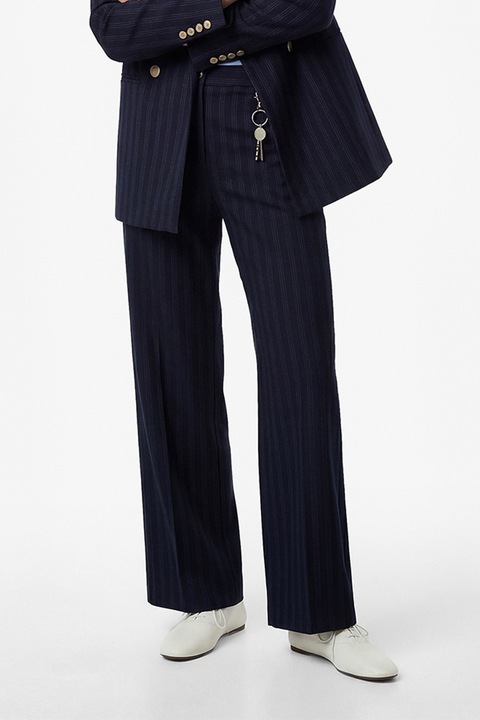 KOTON, Pantaloni cu dungi si croiala dreapta, Albastru ultramarin