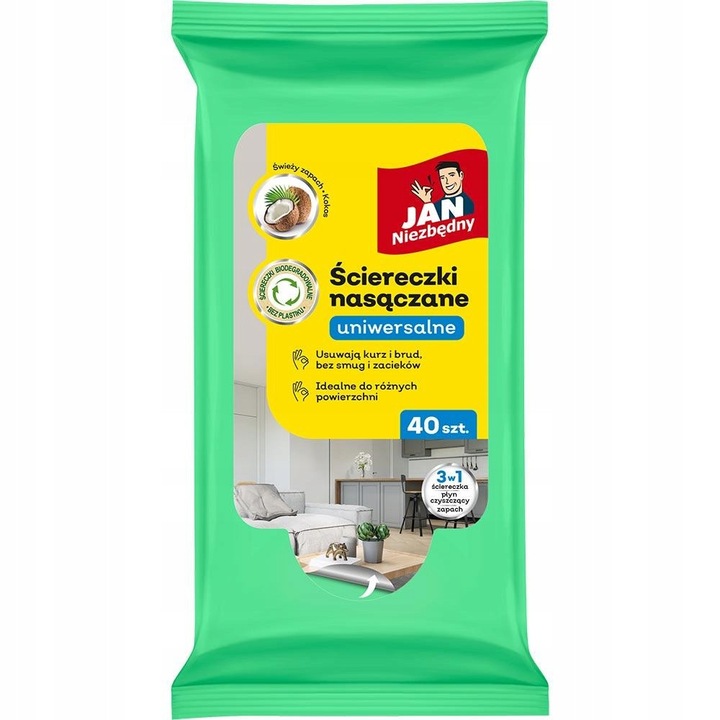 Servetele umede universale biodegradabile Sarantis, cocos, 40 bucati