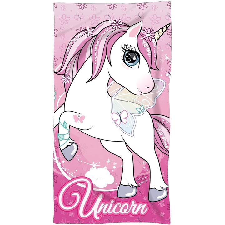 Плажна кърпа, FARO Tekstylia, уникорн, памук, 70x140cm