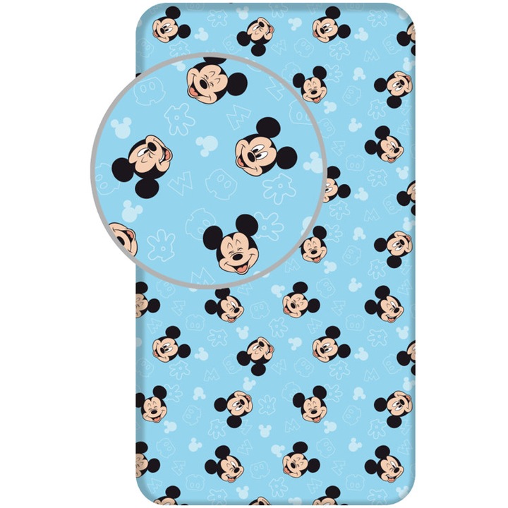 Kék gyerek gumis lepedő Mickey Mouse