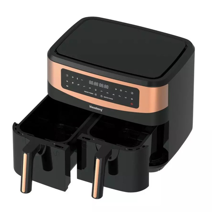Friteuza Klausberg, 2 seturi x 4,5L, 1750W, digitala, neagra