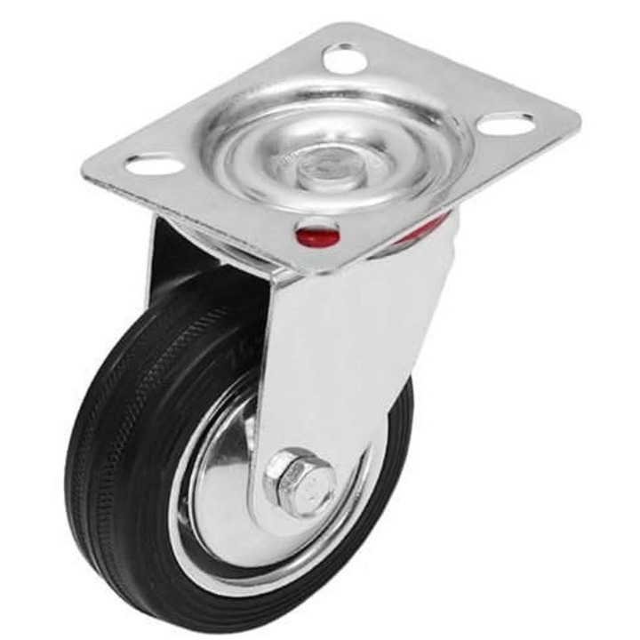 Roata rotativa Arthon 100mm, 4", din cauciuc si fier, rezistenta, usor de montat