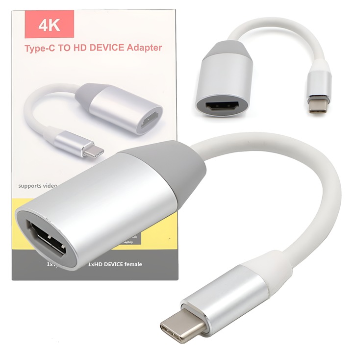 Adaptor USB 3.1 tip C la HDMI, Arthon, pentru smartphone, laptop, tableta, Plug&Play