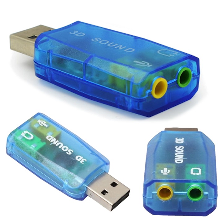 Placa de sunet Arthon, externa, 2x JACK 3,5mm, USB 2.0, 3D Ac-3, Plug&Play