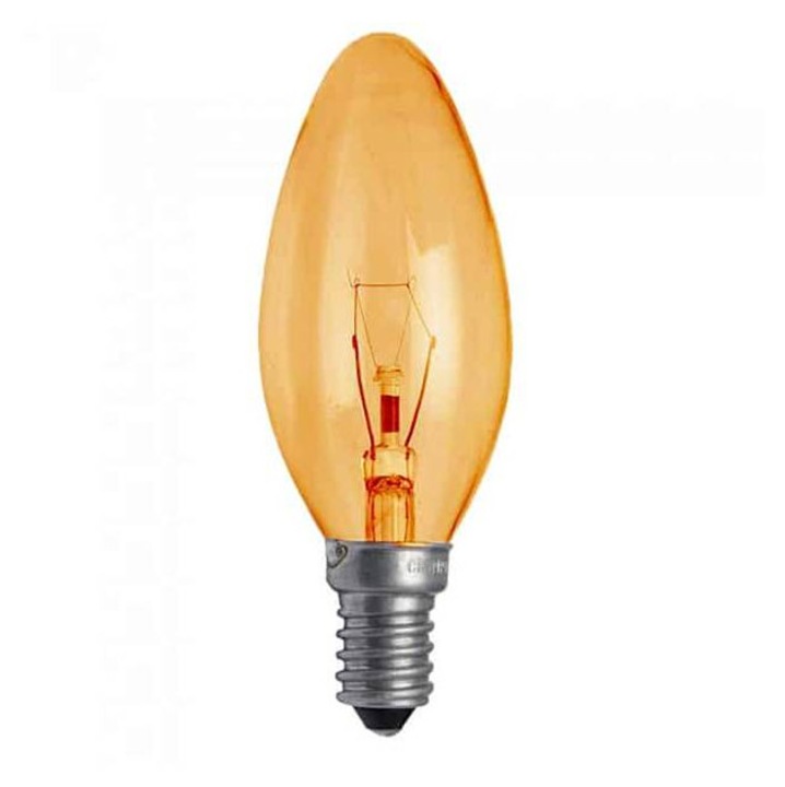 Лампа свещ, Оранжева, цокъл E14, 220V, 25W