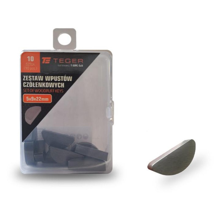 Wpust czolenkowy 5x9 Teger, set 10 bucati, din otel, pentru mecanisme rotative