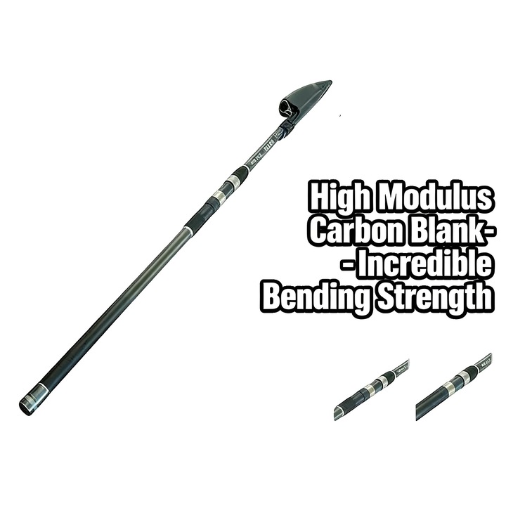 Lanseta telescopica pentru pescuit, carbon, putere 10-14 lb, design compact, maner ergonomic