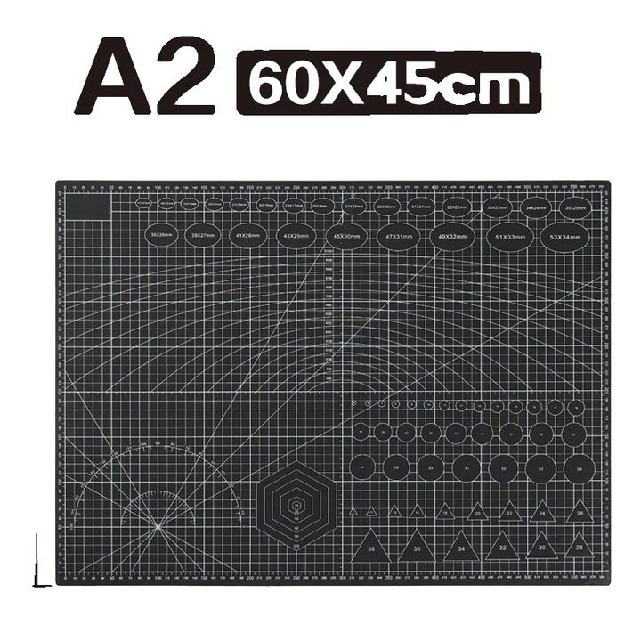 Vágóalátét, kétoldalas, öngyógyító, fekete, A2