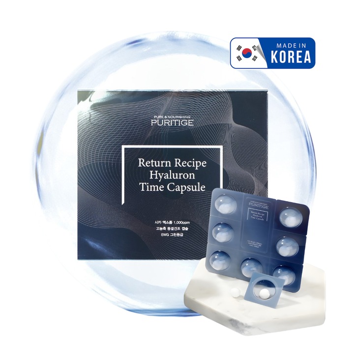 Серум Puritige Return Recipe Hyaluron Time Capsule, 99% хиалуронова киселина, хидратира, ревитализира, 20 капсули