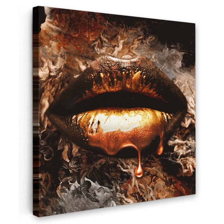 Канава картина, Абстрактна, Декоративна, Дневна, Кухня, Модерно изкуство, Декорация на стени Мед 90x90 см