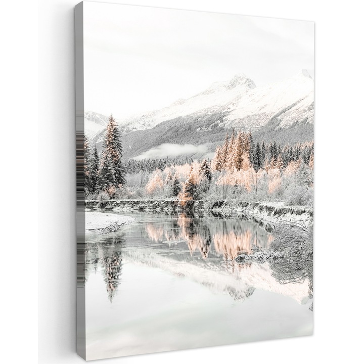 Канава картина, абстрактна, декоративна, за всекидневна, кухня, модерно изкуство, декорация за стена, бял висок гланц 30x40 см