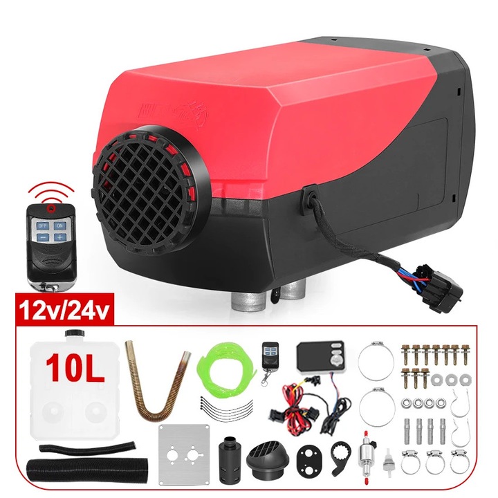 Hordozható dízel légfűtő, 8KW, 10L tartálykapacitás, alacsony fogyasztás, 15-20 m
