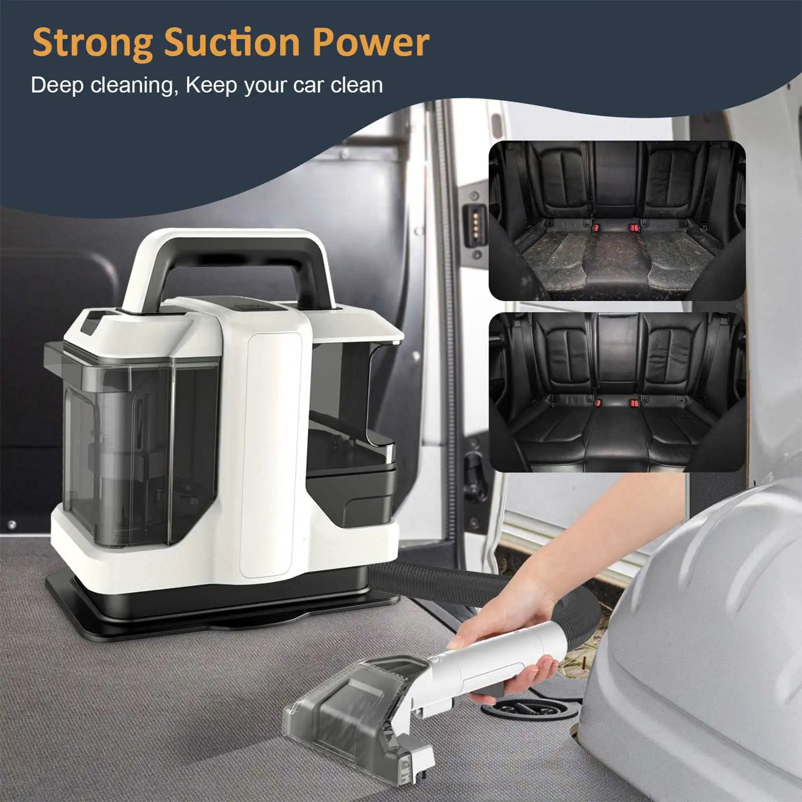 Aspirator pentru pete, 450W, putere de aspiratie 15 Kpa, capacitate rezervor apa curata 1080 ml, design compact