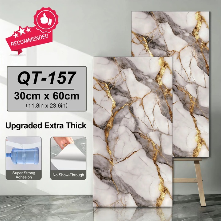 Set 20 placi decorative autoadezive, design marmura, rezistente la apa, 30x60cm