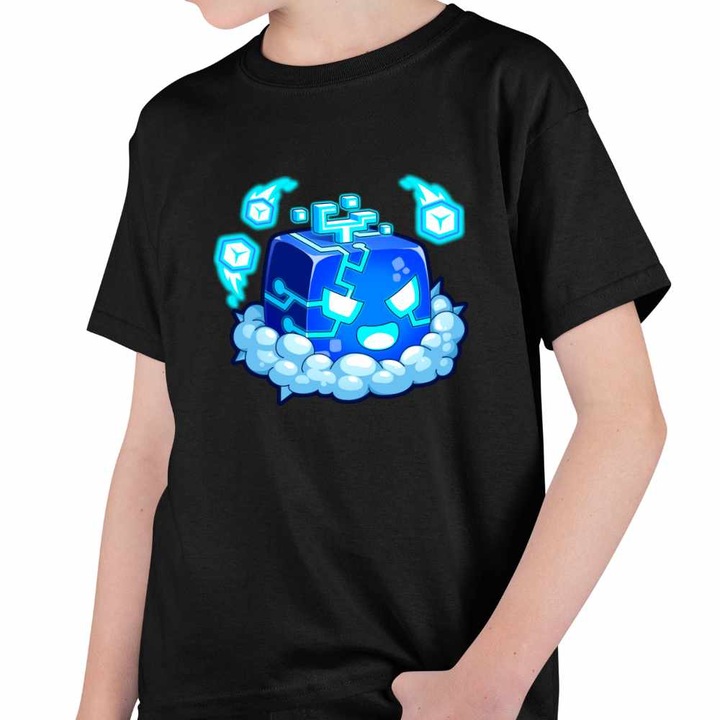 Tricou Copii Baieti Blox Fruits Control Fruit Roblox Fructe, Fekete