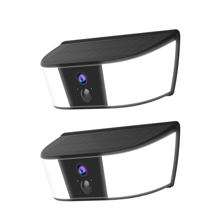 Camera de supraveghere, 2 buc, viziune nocturna color, detectie umana, alimentare cu baterie, IP66