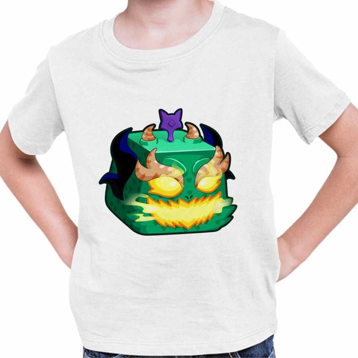 Tricou Copii Baieti Blox Fruits Dragon Fruit Roblox Fructe, Fehér