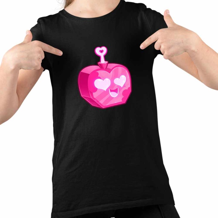 Tricou Copii Fete Blox Fruits Love Fruit Roblox Fructe, Fekete