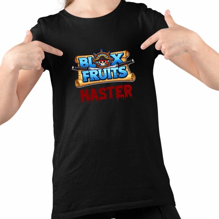Tricou Copii Fete Blox Fruits Master Fruit Roblox Fructe, Fekete
