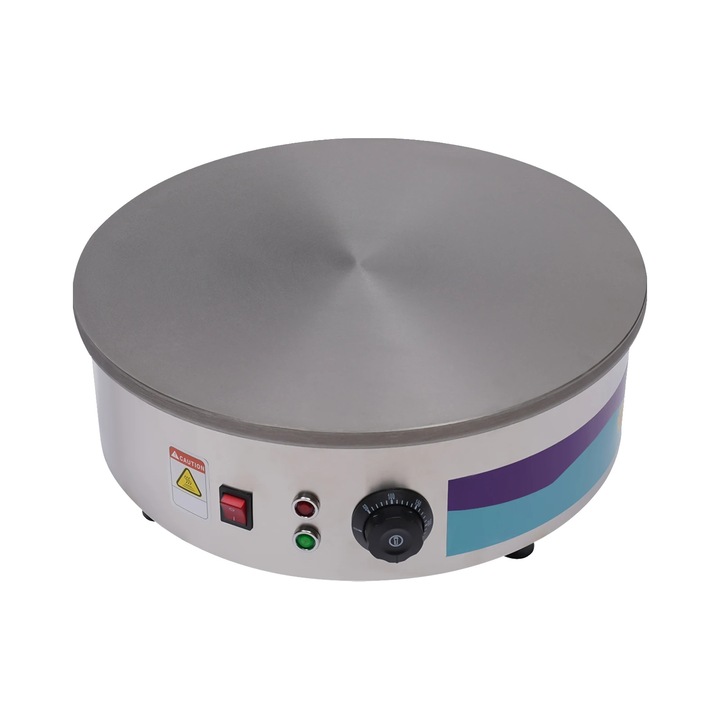 Aparat de preparat clatite, fonta de inalta calitate, incalzire eficienta, argintiu, 17.7 inch