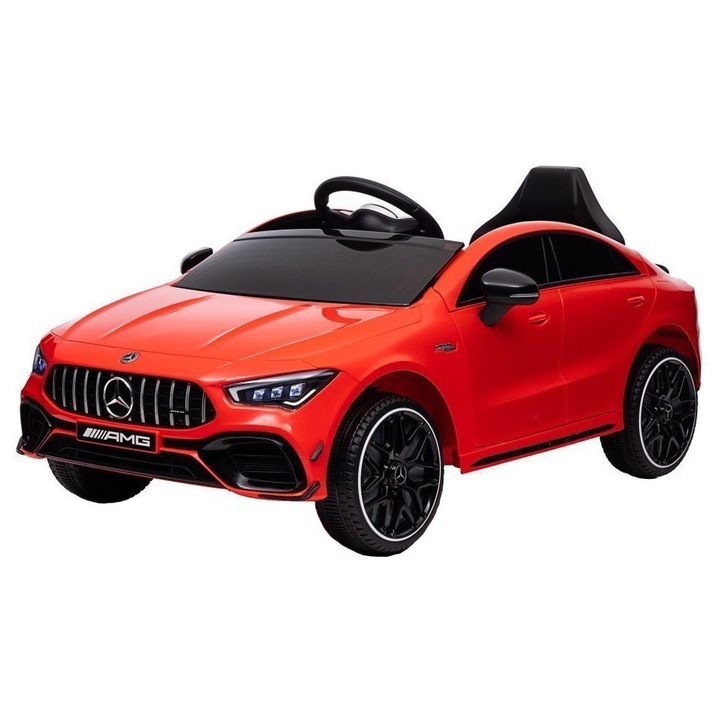 Masinuta electrica Premier 4x4 Mercedes CLA-45, 12V, roti cauciuc EVA, scaun piele ecologica, rosu