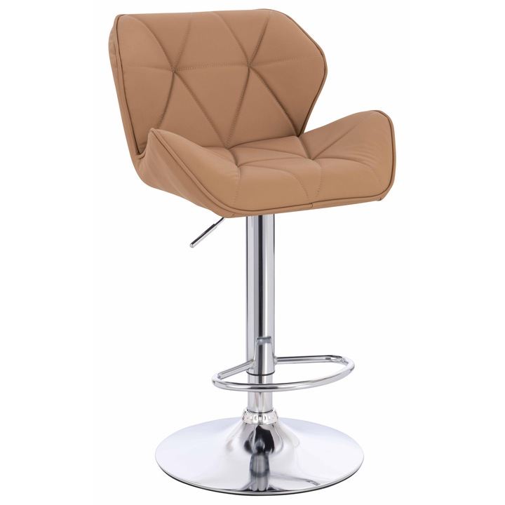 Scaun de birou, Votana, HR111W, Piele Ecologica Premium Soft, Baza Cromata, Caramel