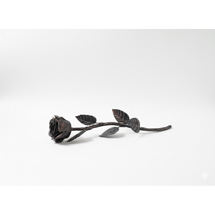 Роза от ковано желязо, декоративна, IC Decor, черна, метал, 330 х 80 мм