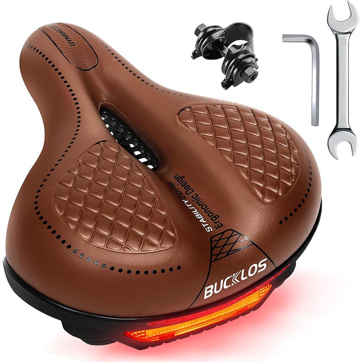 Sa Bicicleta, 28x22x8 CM, Iluminare Activa pentru Siguranta, Spuma de memorie, Design anatomic, Sporeste confortul, Ultra Amortizare Socuri, Anti-Alunecare, Impermeabila, Design Ventilat, Banda Reflectorizanta, Usor de instalat
