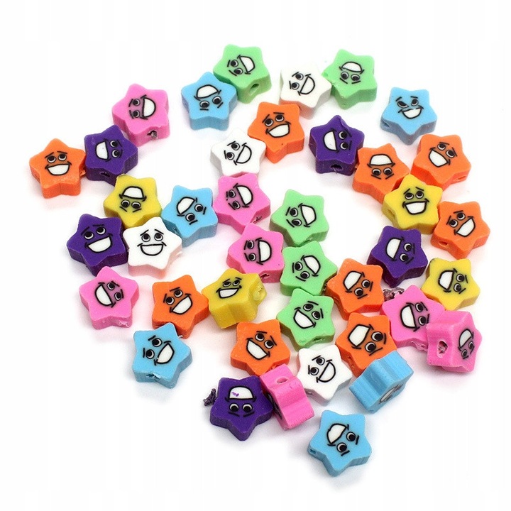 Set 100 margele stelute zambitoare, DIYQueen, multicolor, 10x10mm