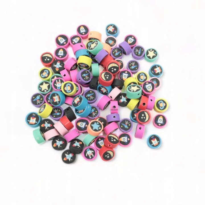Set margele, DIYQueen, tema spațială, 100 buc, multicolor, 9x9x5mm