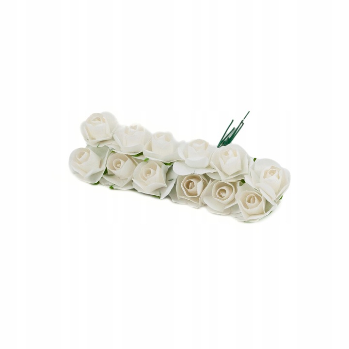 Set 12 trandafiri din hârtie, DIYQueen, alb, pentru decorațiuni