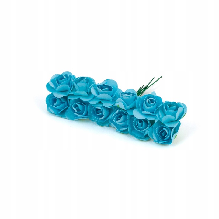 Set 12 Trandafiri din hârtie, DIYQueen, albastru, handmade, pentru felicitări și invitații nunta