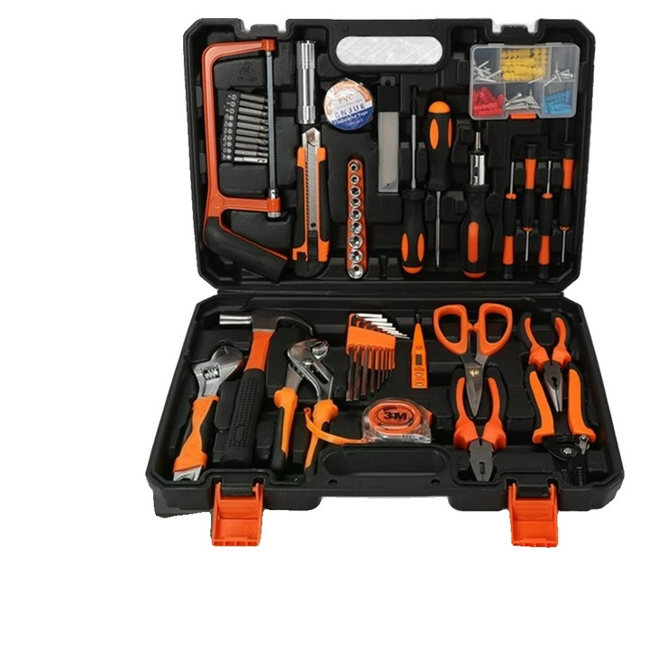 Set de scule, 102 piese, design ergonomic, negru, 41.5x29x8cm