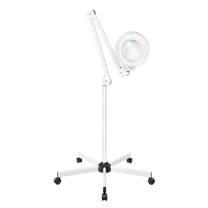 Lampa cu lupa de marire, 5-8X, alb, cu suport stabil, utilizare versatila