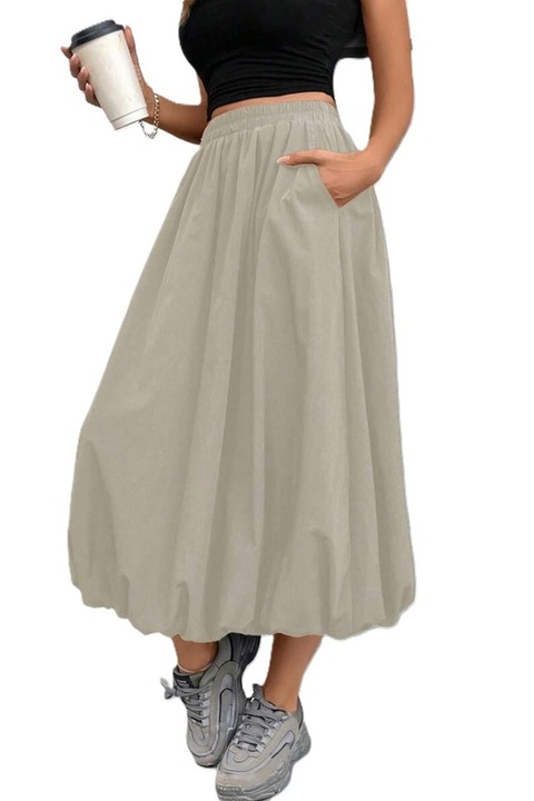 Fusta Dama, Talie Inalta & Elastica, Croiala In A, Kaki