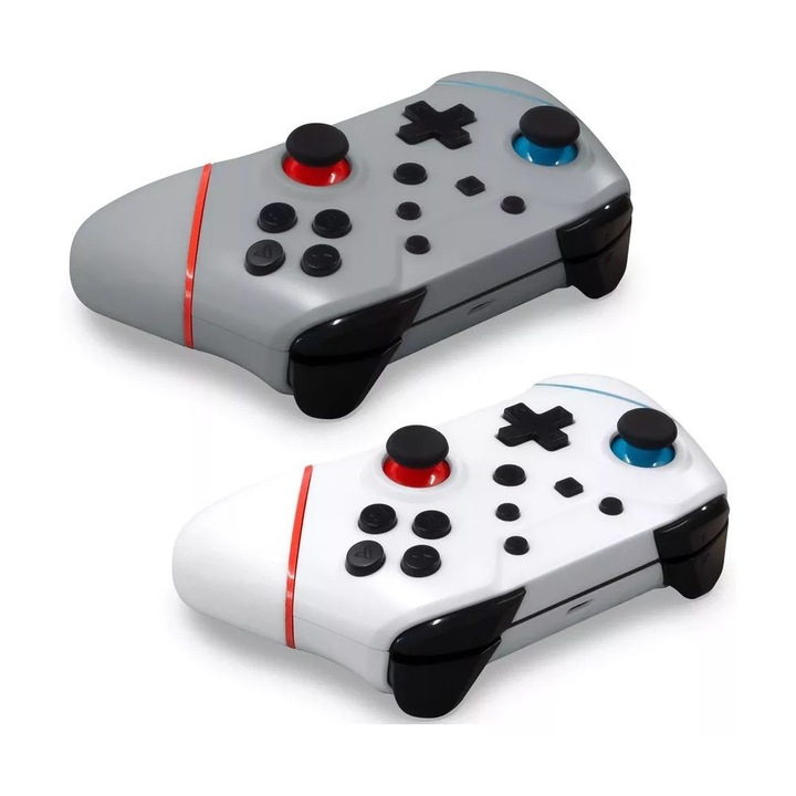 Controler gaming ARMOR3 NuChamp set 2 bucati, alb/gri, Nintendo Switch, Bluetooth, vibratii