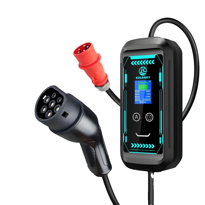 Incarcator portabil pentru vehicule electrice, 22KW, cablu 10M, compatibilitate Type2, solutie ecologica