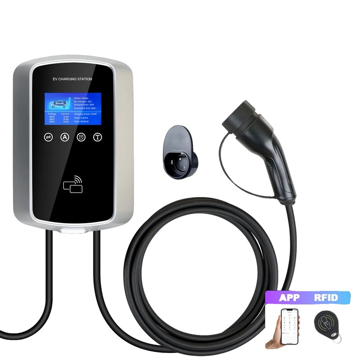Statie de incarcare vehicule electrice, 22KW, 5M, conectivitate WiFi, control prin aplicatie inteligenta